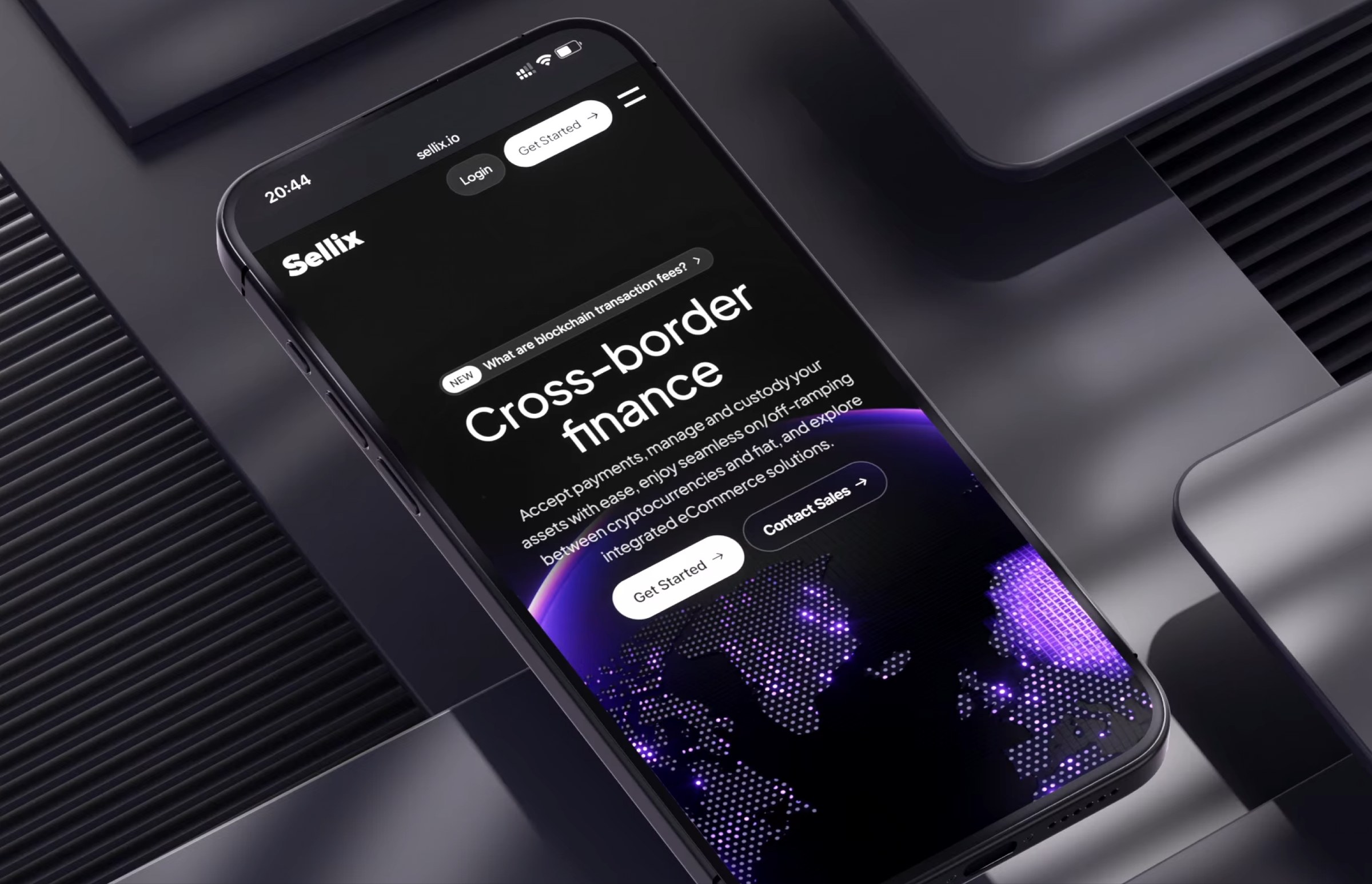 The Sellix front page, on a phone.