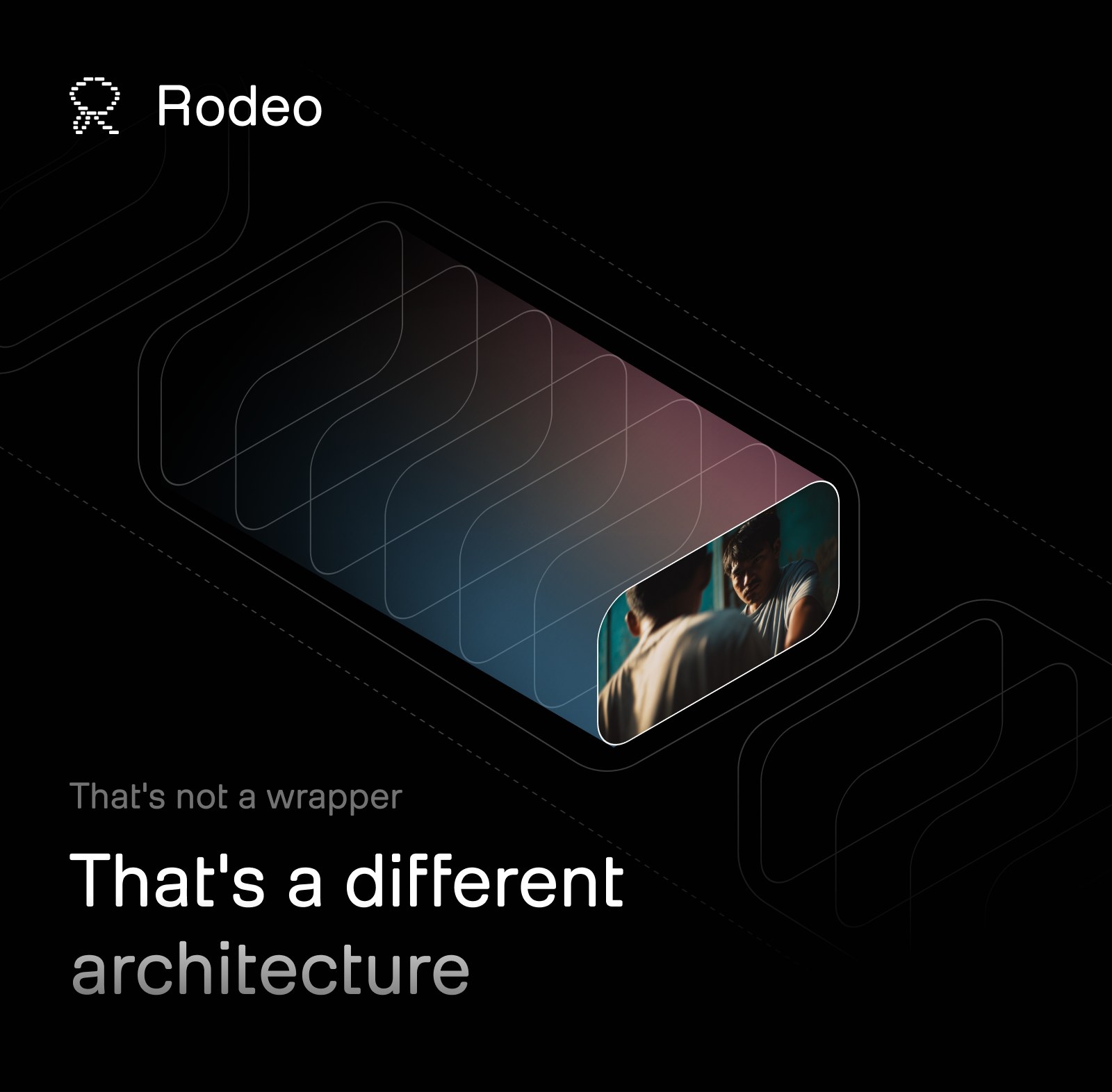 Not a wrapper, a different architecture: the layers drawn apart.
